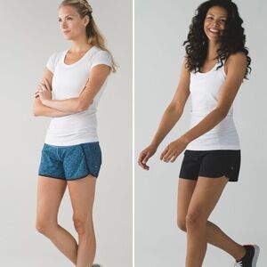 Lot of 2 LULULEMON Blue & Black RUN TIMES 4" Shorts Sz 6